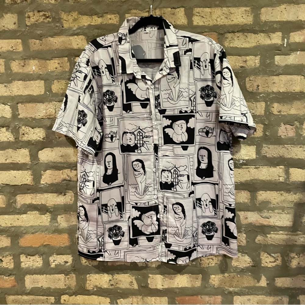 Piggy Artist Black and White Button Up